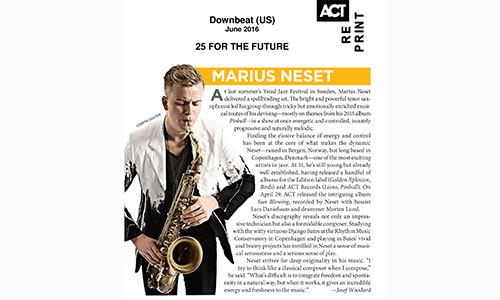 Marius Neset selected among “25 FOR THE FUTURE” by Downbeat